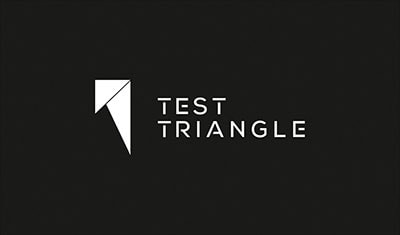 Logo de Test Triangle – version en niveau de gris sur fond blanc